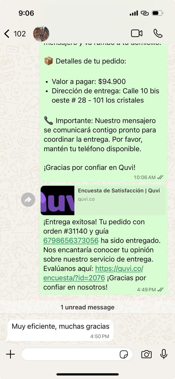 Cliente feliz con la entrega